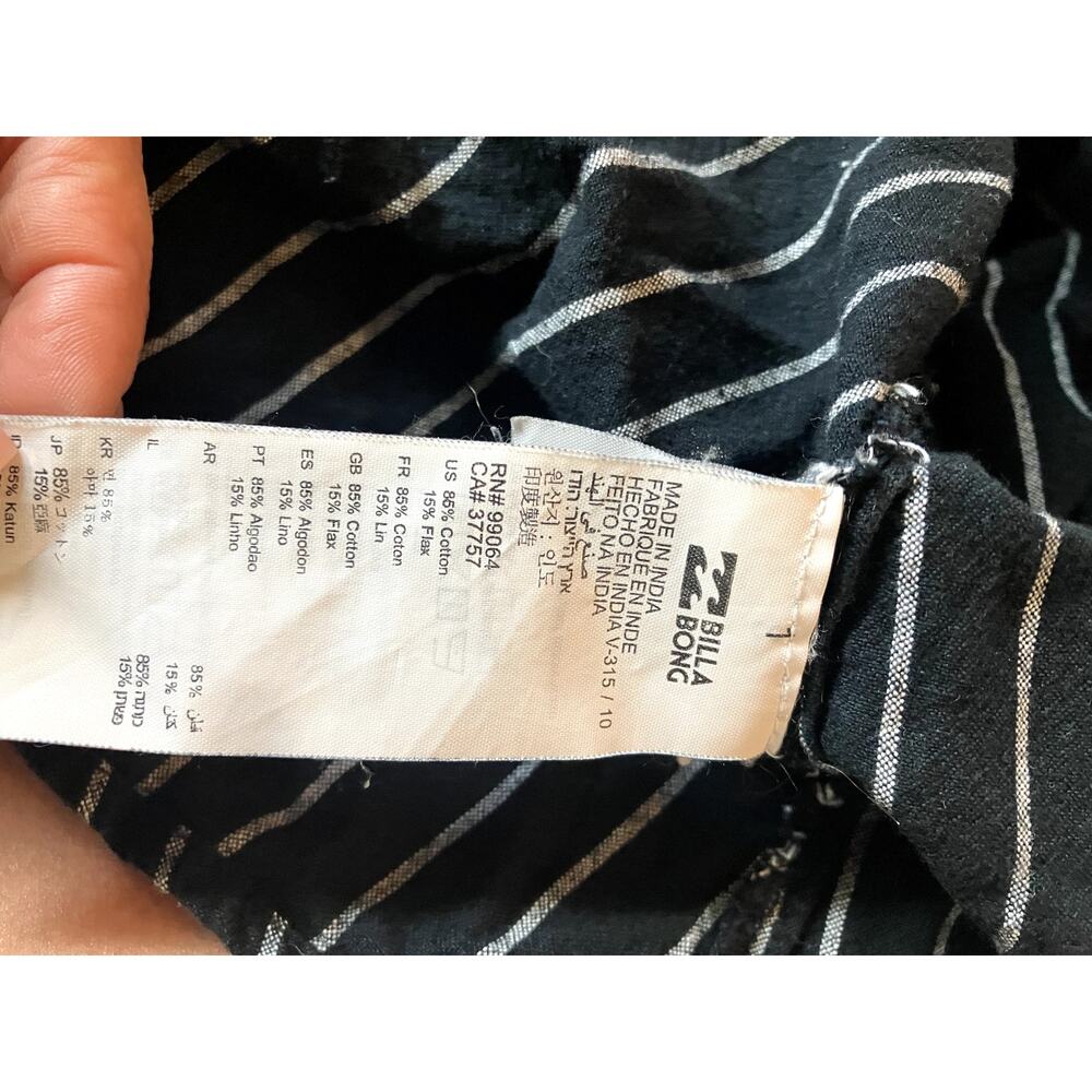 BILLABONG Best Dressed Wrap Black Size XS Cotton Linen Off Shoulder FEMININE - Picture 4 of 4